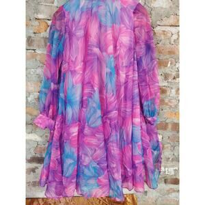Vintage Handmade Dress Bright Chiffon Flowy Hippie Vibes S